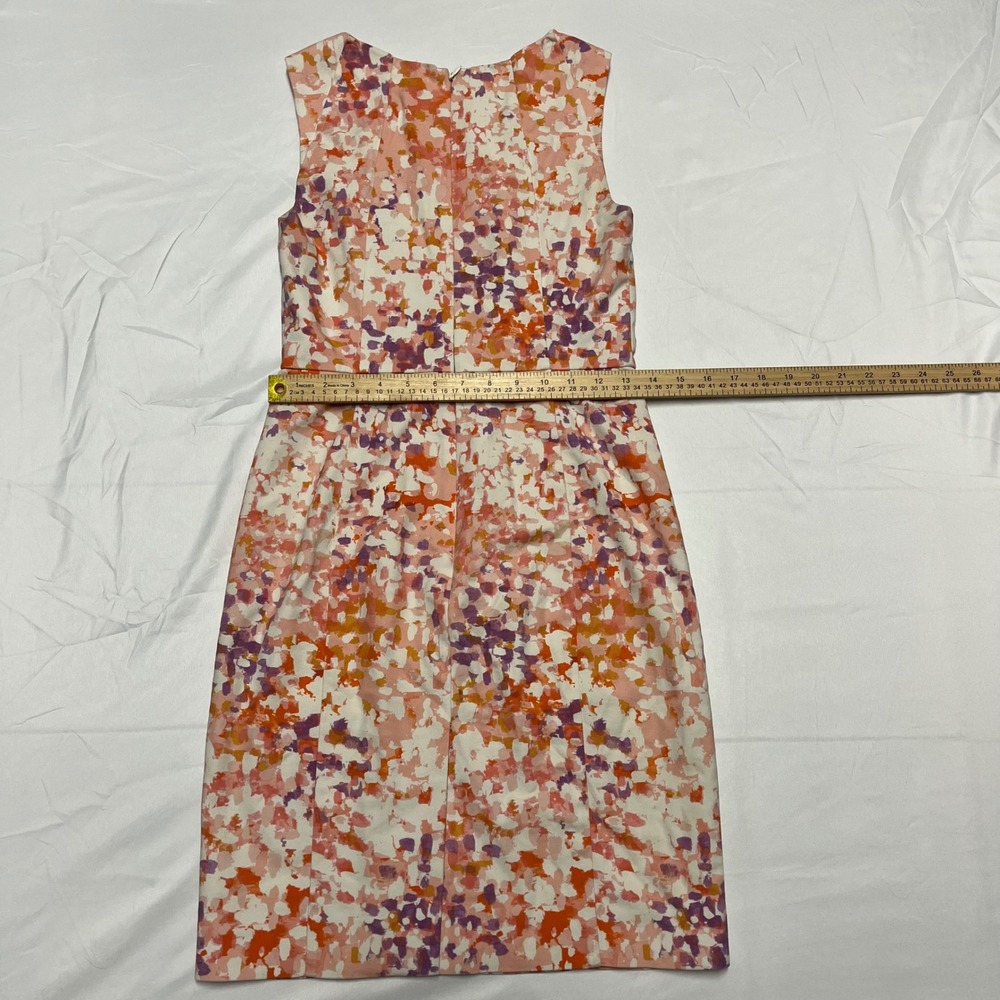 Ann Taylor Pink Orange Abstract Floral Sheath Dress Size 0 - Picture 4 of 5